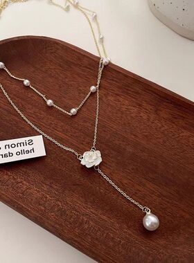 项链链颈链气质旭日双流苏山茶花