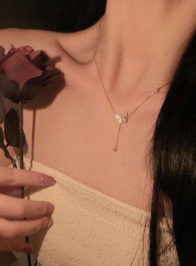 奢小众流苏珍珠2022女轻锁骨蝴蝶