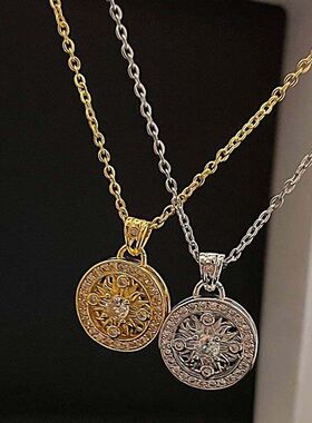 满钻复古配饰锁骨罗盘项链气质