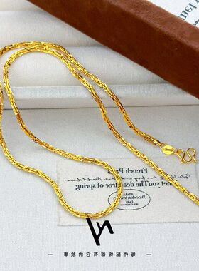 女链潮链真金女镀光珠黄铜金色