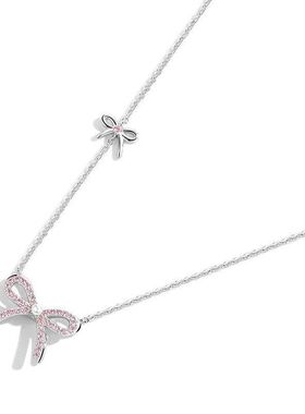 轻奢小众蝴蝶结粉色项链高级感链