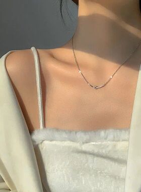 银项链微笑锁骨轻奢小众设计货源女绳结网红款爱心链直播新款批发