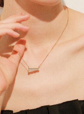 百搭单排钻项饰品批发锁骨项链字型简约跨镜轻奢坠配欧美一吊坠