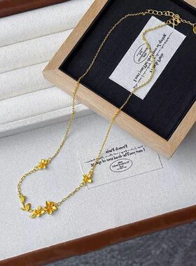 精致女设计感超仙枝兰新中式项链锁骨款项小众花朵叶茂