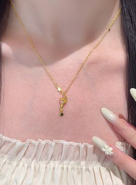 锁骨小星星金色链项链流苏配饰