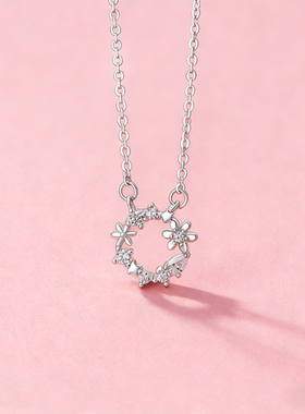 锁骨森系花环甜美时尚足银