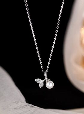 锁骨鱼尾奢小众锆石颈链不锈钢