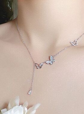 货源蝴蝶锁骨清新流苏设计感小