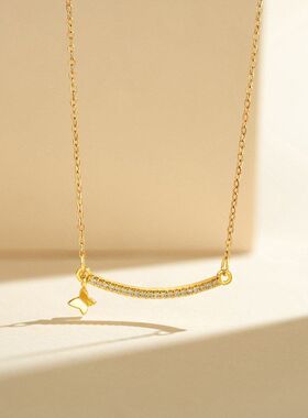 通勤日常蝴蝶项链弧形微笑新款