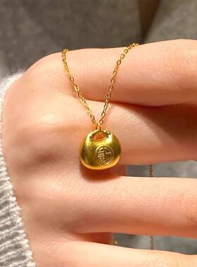 项链链轻精致小金链胖福小平安