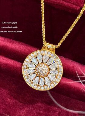 罗盘镂空新中式复古柠檬爆闪古法高级！项链片吊坠