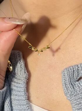 链潮颈镶小众通勤设计爱心女轻奢锁骨风锆石百搭甜美链微项链千金