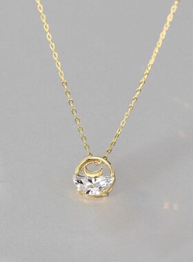 气质月牙海文艺婉约「少女百搭上升」森系设计感项链明月小众简约