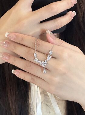 高级感花朵超仙项链麦穗锆石闺蜜