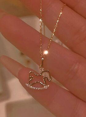 链锁骨小木马百搭项链设计感少女