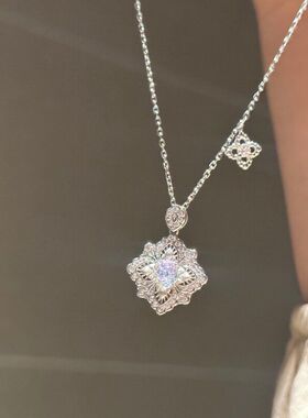 梦幻甜美爆款项链花感火彩造型炫彩人鱼姬小红书项链玫瑰工艺四叶