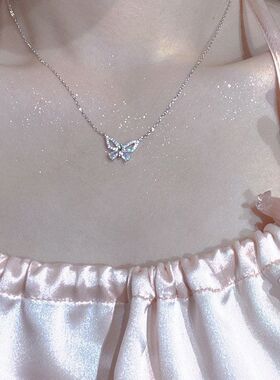 链女蝴蝶轻奢小众项链女生新款年高级感设计感潮颈链2024精致锁骨