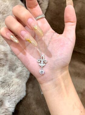 项链鸢尾花满钻百搭链流苏批发