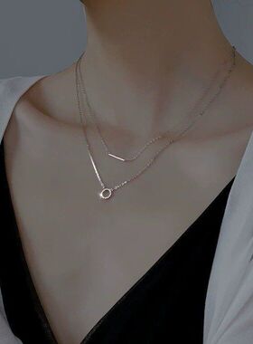 高级双层项链锁骨设计感轻奢小众