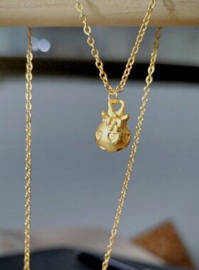 钛新款钢不掉2023蝴蝶结锁骨链女爆款爱心福袋小众项链吊坠高级感