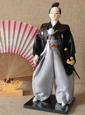 日本武士人偶绢人 忍者人形 和服娃娃日式工艺摆件家居料理店装饰