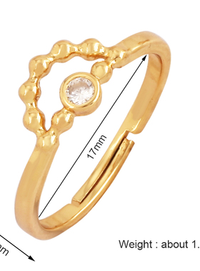 L08B 欧美流行 复古 几何 彩色 锆石 可调节镀金 宽戒指