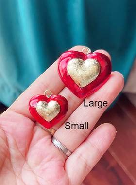 S30 新款欧美流行 喷漆滴油红色爱心吊坠钥匙扣挂件 镀18K真金