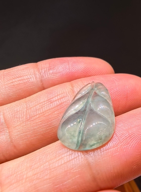 天然翡翠叶子吊坠老坑冰种飘花玉挂坠金枝玉叶挂件男女玉石玉器