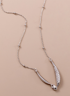 S925银微笑满钻项链女轻奢小众