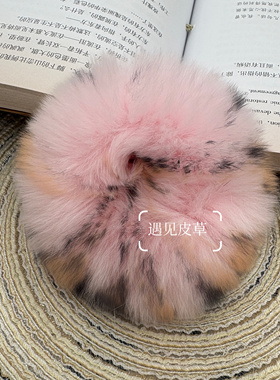 真獭兔毛大肠发圈可爱扎马尾头绳网红复古秋冬毛绒发绳女