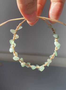 天然原石手链男女款情侣东陵玉手工编织绳子简约时尚百搭叠戴手链