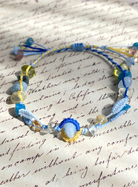 新中式手工编织天然原石手绳闺蜜情侣高颜值学生党小众水晶手链