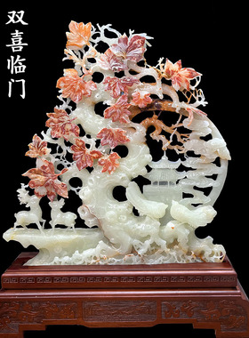 玉石鹿装饰摆件客厅玄关