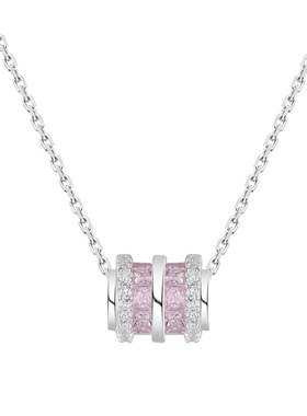 s999足银粉色小蛮腰项链轻奢风小众百搭颈链感纯银甜美锁骨链