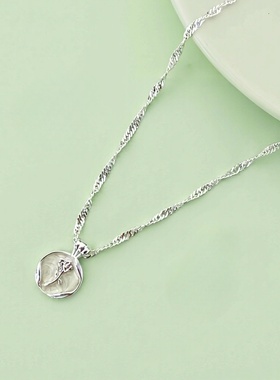 设计师925纯银玫瑰花项链女韩版ins感时尚精致轻奢郁金香花朵锁骨