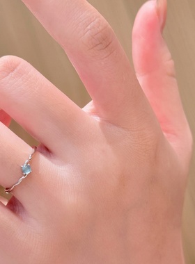 设计师s925纯银天然危料蓝水翡翠戒指小众感简约极细开口清冷风