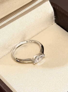 设计师S925纯银 马眼钻光面戒指轻奢百搭闪钻精致简约小众设计感