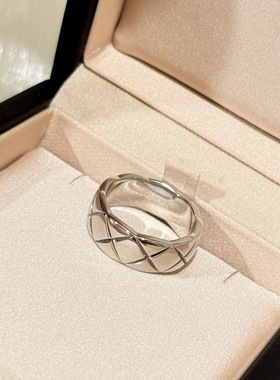 设计师s925纯银 斜刘海菱格戒指光面感精致质感2025年新款