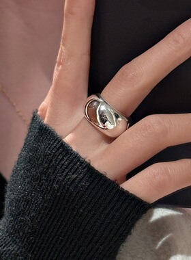 轻奢S925纯银韩版小众设计感重工质感泥鳅背戒指韩版简约胖墩指环