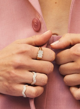 欧美热销爆款s925纯银感百搭ins风锆石简约个性设计戒指