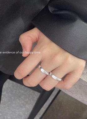 设计师足银9999猫眼开口戒指女cnc爆闪轻奢感简约时尚纯银指环