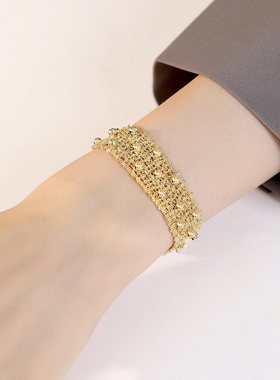 设计师意大利S925银十字织纹闪珠意式轻奢围巾链手链