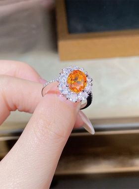 轻奢S925纯银鸽子蛋女戒芬达石戒指培育高碳钻简约复古摩登通勤指