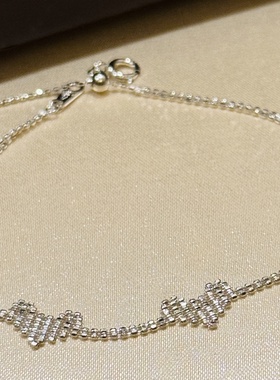 轻奢纯银S925意大利珠珠五爱心闪面手链轻奢甜美少女心个性设计师