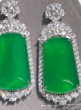 s925纯银天然绿玉髓高冰种事牌吊坠时尚新中式复古男女吊坠挂件