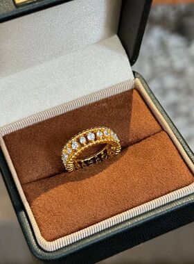 滚珠 S925设计意大利法式珠边古典戒指排钻纯银复古圆珠小众