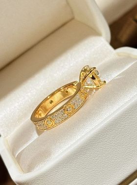 XBKS925纯银 3克拉满天星满钻戒指玫瑰金婚戒高级感轻奢设计感