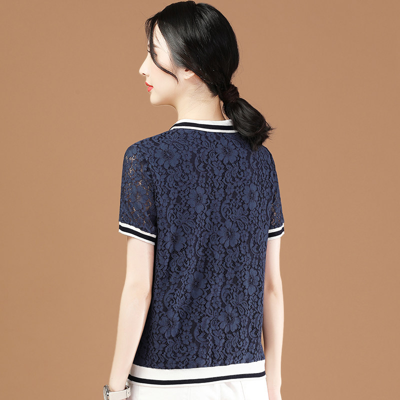 韩潮袭人polo领短袖蕾丝女士衬衫 韩潮袭人蕾丝衫/雪纺衫