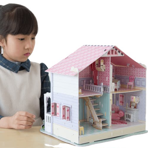 乐立方可爱别墅小屋女孩手工立体拼装拼图礼盒装儿童礼物女孩玩具 - 图3