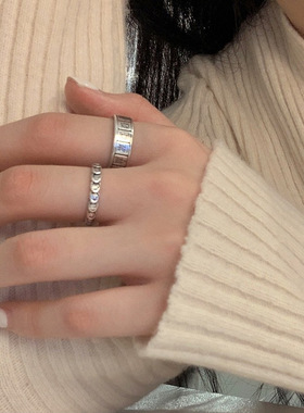 民族风S925银钱多多戒指女复古时尚气质嘻哈麻将开口指环食指戒潮